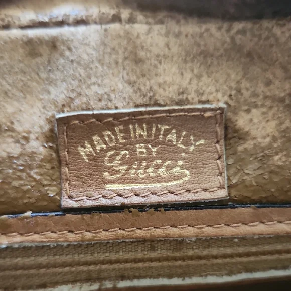 GUCCI Brown Tan Shoulder Bag w/ Signature Logo Fabric Leather sides Gold Details - Picture 4 of 16